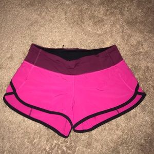 pink lululemon speed up shorts